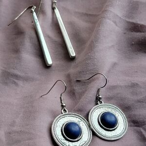 Elegant Silver and Blue Earrings Set